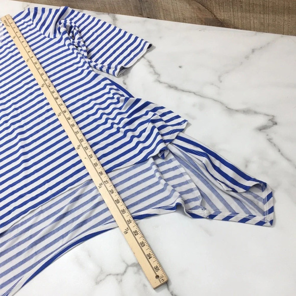 Chicos Travelers Classic Blue White Stripe Top Womens 0 Small 4 3/4 Sleeve Tunic - Picture 11 of 12